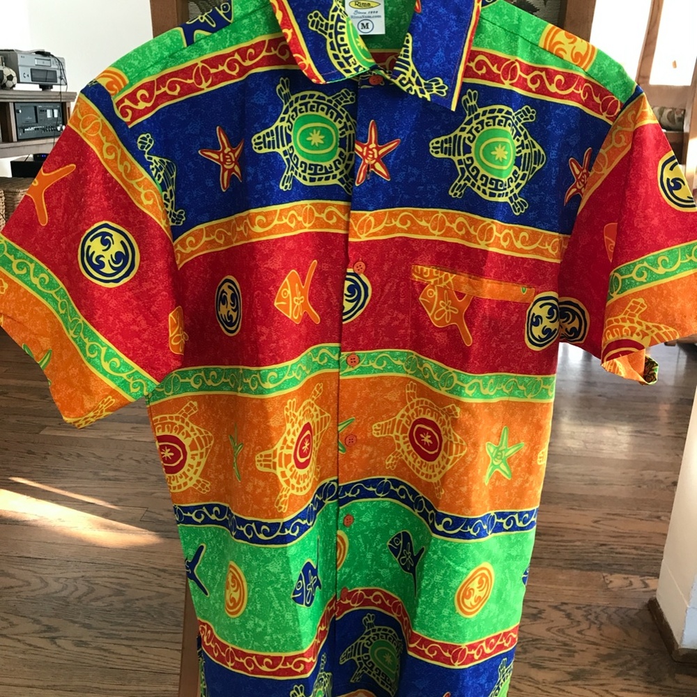 Neon Retro Caribbean Hawaiian Shirt Button Down